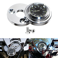 Chrome Fork Lock Clock Cover Waterproof Black Dial For Harley Touring Road King