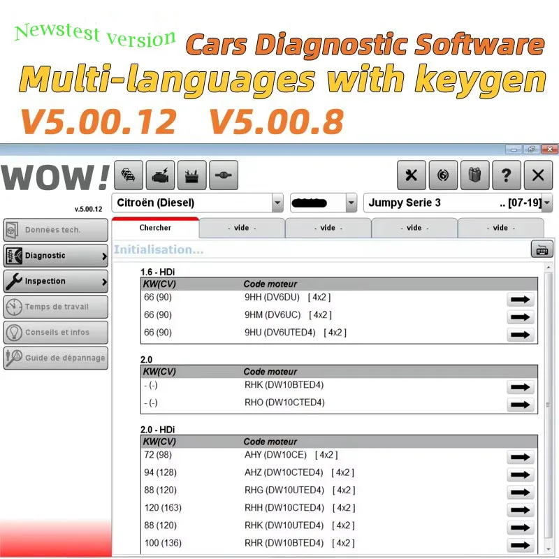 2024 Hot sale For V5.00.12 WOW 5.00.8 R2 diagnostics Software with Kengen For Tcs Multi-diagnostic Car Software Repair Data