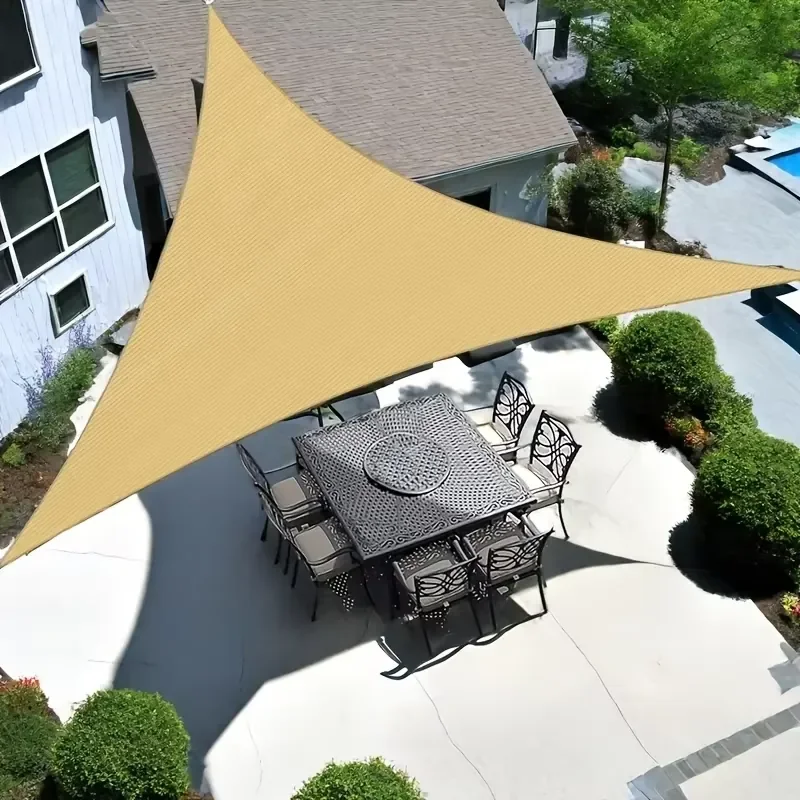 20x20x20ft Triangle Sun Shade Sails for Patios,Sun UV Blocking Outdoor Canopy,Sunshades for Backyard,Brown Sand Beige Blue