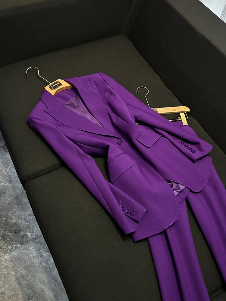 Faionable Lila ausgestelltes Hosenanzug-Set für Damen, Sli, zweiteilig, Ensemble B85, Neuankömmling, Winter 2025, Alter 25–35 Jahre