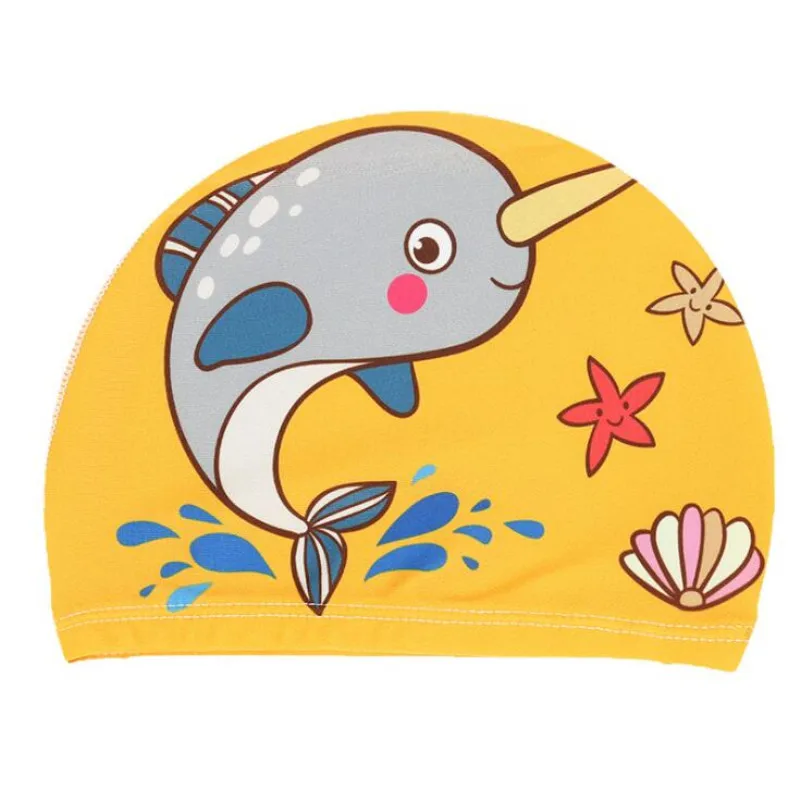 Cartoon Animal Children Swimming Cap Girls Boys Polyester WaterproofSwimming hat Elastic kids pool Swimming Cap 1-10 Years Old