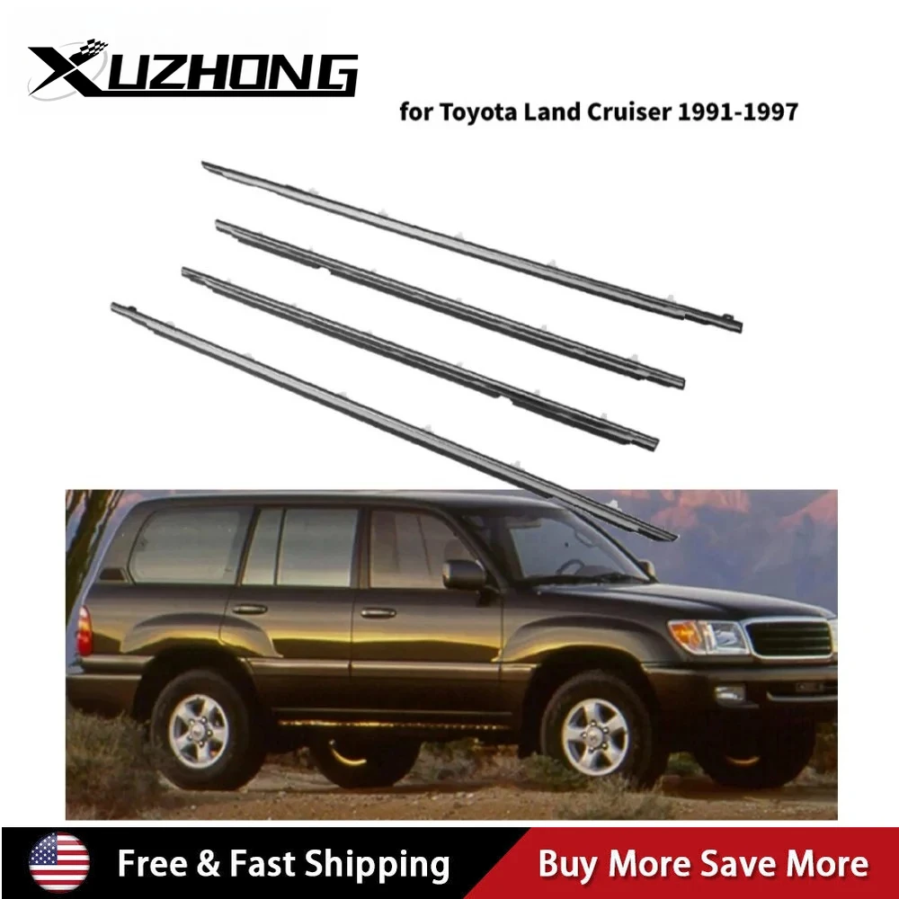 

4pcs Weatherstrip Door Window Molding Trim Seal Belt For 1991-1997 Toyota Land Cruiser FJ80 FZJ80 HDJ80 1996-1997 Lexus LX450