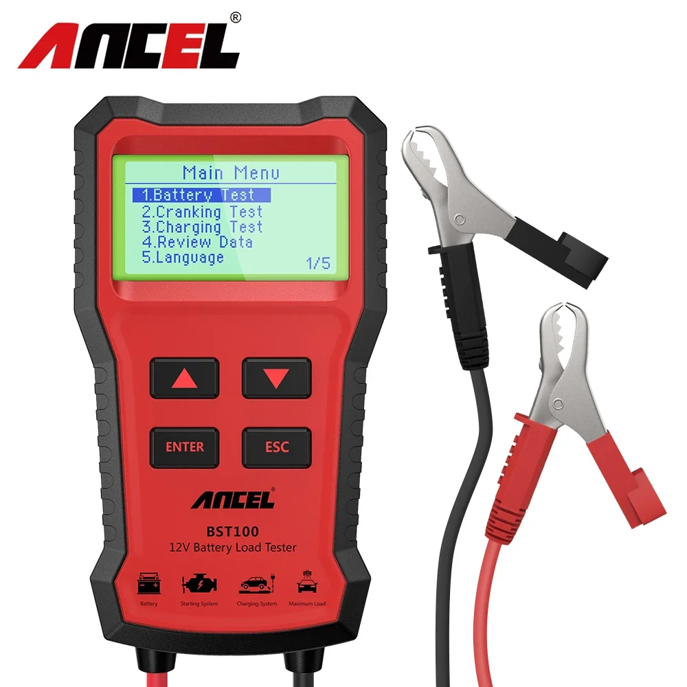 ANCEL BST100 12V Car Battery Tester Charger 2000CCA BCI Analyzer Battery Charging Cranking Test CA MCA EN OBD2 Diagnostic Tool