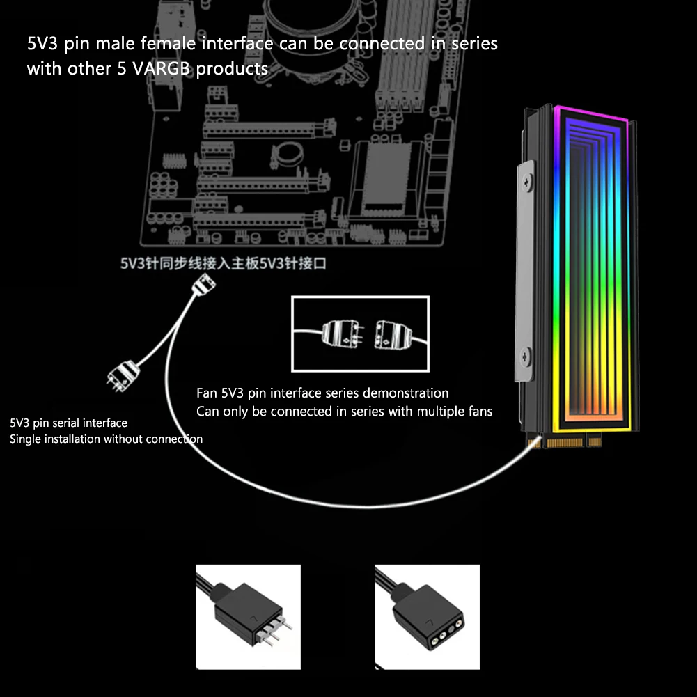 M.2 Nvme SSD Kühler 5V 3PIN ARGB Solid State Festplatte Kühler AURA Sync Aluminium Legierung Hitzebeständigkeit für M.2 2280