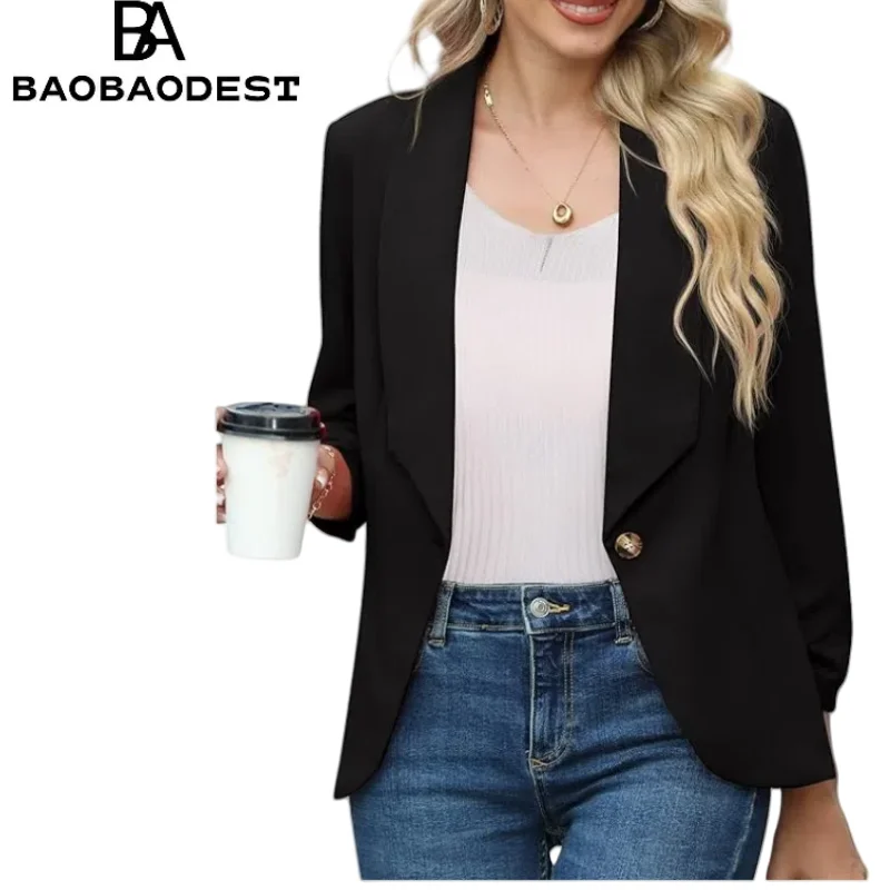 

"Women's Custom Blazer Jacket Ruffled Sleeve Business Office Blazer | Slim Fit Suit Jacket | Elegant Trench Coat Style | Formal