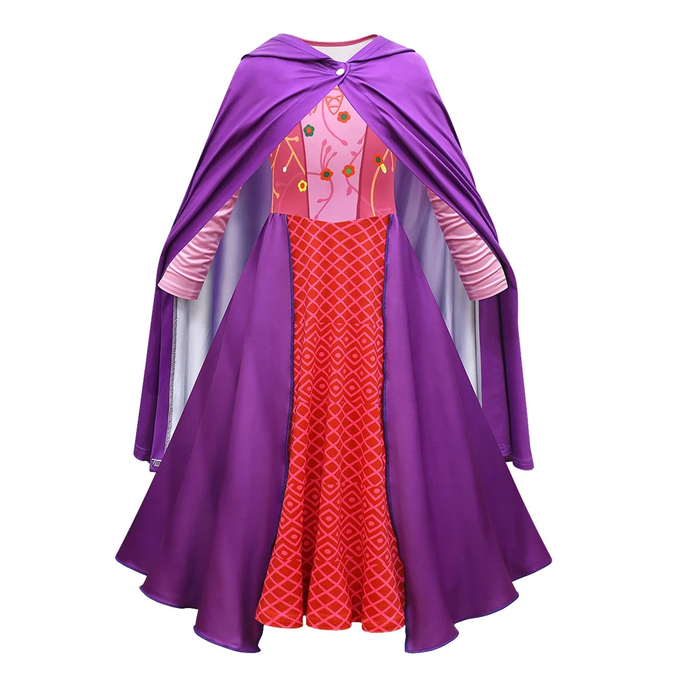 Sanderson Sister Mary Witch Kids Clothes Halloween Cosplay Masquerade Performance Children's Costume Carnival Party Girl Dress