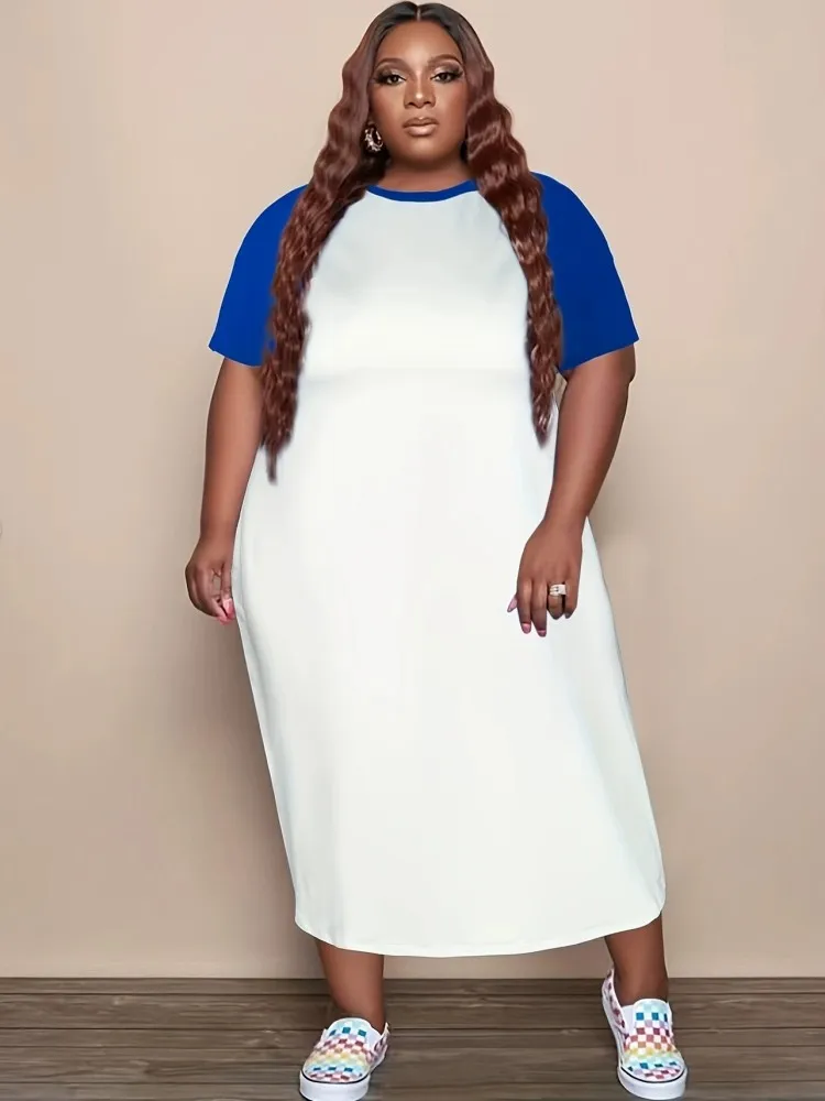 

XL-5XL Одежда больших размеров Платья Женские халаты Лето Весна С коротким рукавом Уличный стиль Повседневное 3XL 4XL Платье макси большого размера Oversize