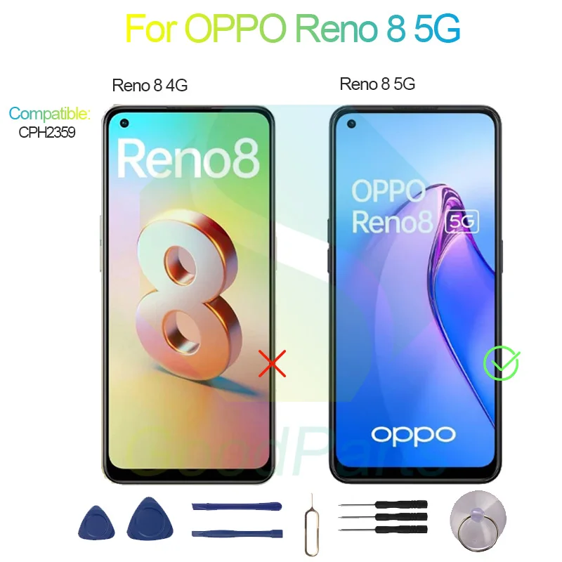 Dla OPPO Reno 8 5G Wymiana wyświetlacza 2400 * 1080 CPH2359 Reno 8 5G LCD Touch Digitizer — zdjęcie 3