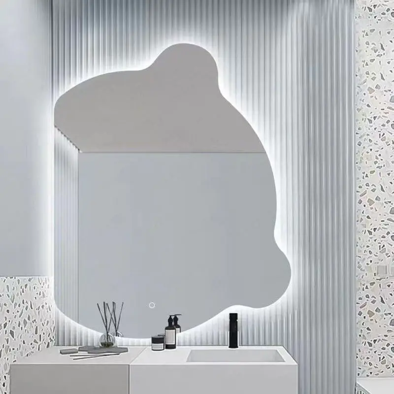 Creative Waterproof Irregular Bear Shape Bedroom Bathroom LED Wall Mirror Home Decor Vanity Mirror Anti-Fog Touch Control