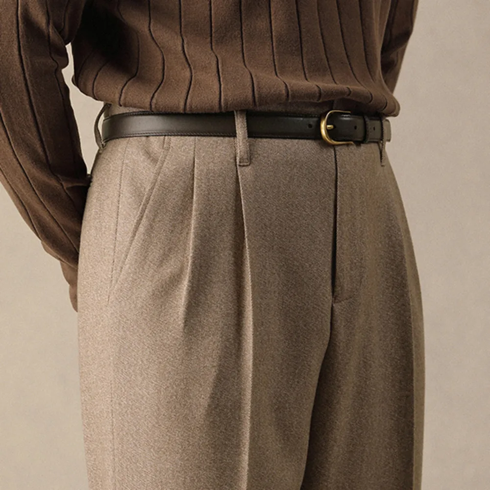 

Универсальные теплые брюки в британском стиле, деловые офисные классические брюки, мужские шерстяные брюки для мужчин, прямые повседневные брюки с высокой талией