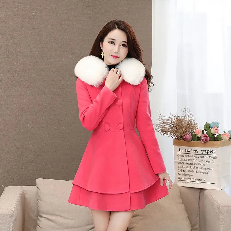 Turn-Down Collar Long Sleeves Solid Fashion Overcoat Trench  Sleeve Cashmere Wool  Woolen Jacket Winter Coats V1