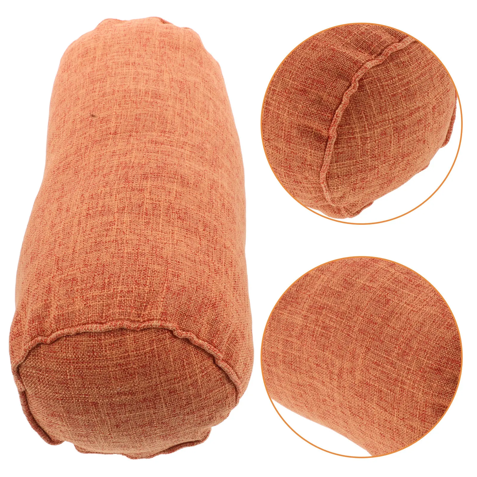 

Orange Yoga Support Pillow Washable Round Cylinder Neck Roll Pillow Long Cotton Linen Yoga Neck Cushion Travel Bed Leg Rest