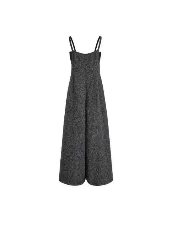 Bla  Knot Strapl Dr Pants Women's 2025 Autumn Winter New Sle Ele One-Piece Long Pants Commute Wide Leg...