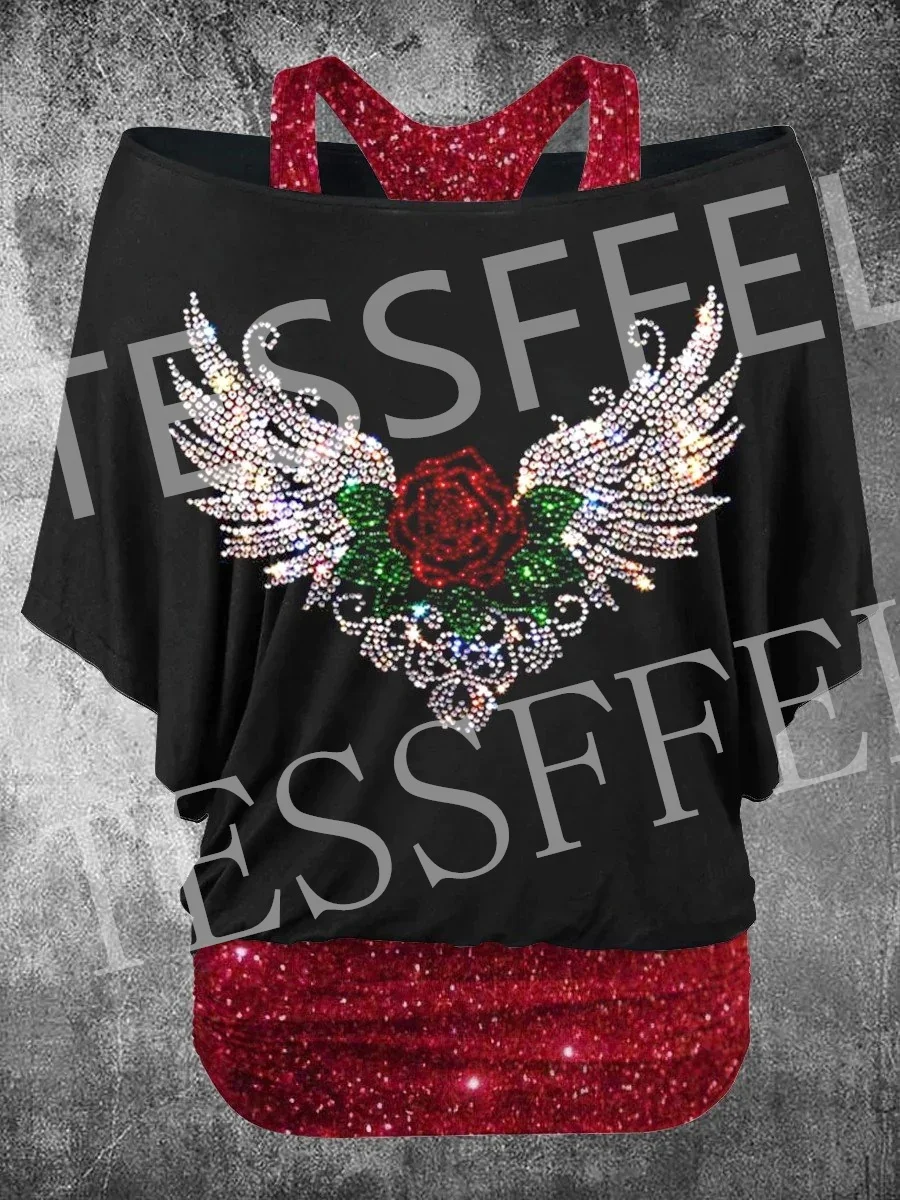 NewFashion Skull Wolf Cat Owl Bird Pattern Tattoo 3DPrint Harajuku Sexy Casual Fake Two-Piece Funny Women Tank Top Shirts X15