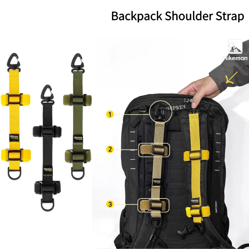 1Pc 30×2.5cm Backpack Shoulder Strap Extender Clip MOLLE Attachment Lanyard Hiking Gear Holder for Outdoor Travel Pack Accessory