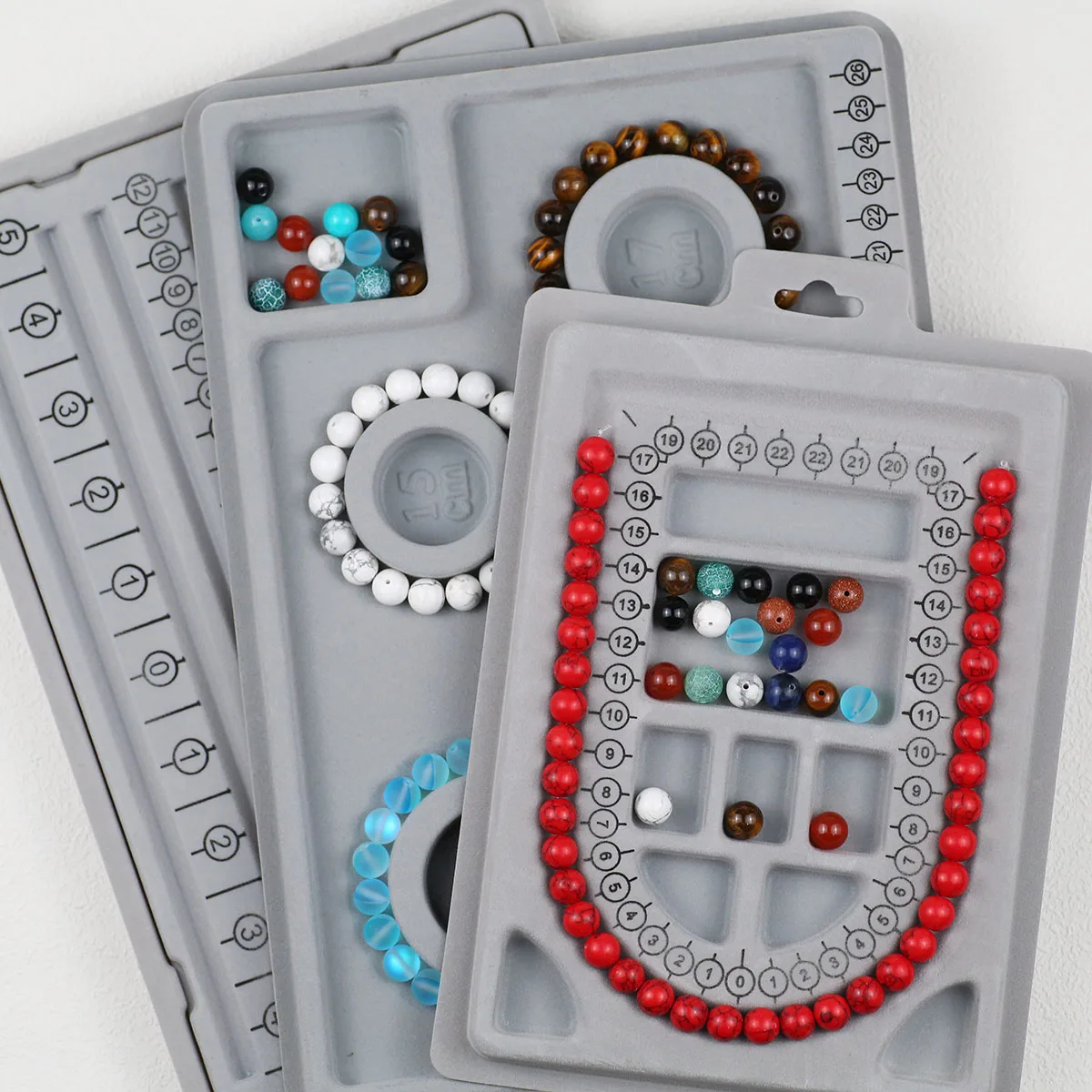 Flocked Bead Board Bracelet Necklace Beading Organizer Tray Design Measuring Tool for DIY Jewelry Making Craft Accessories