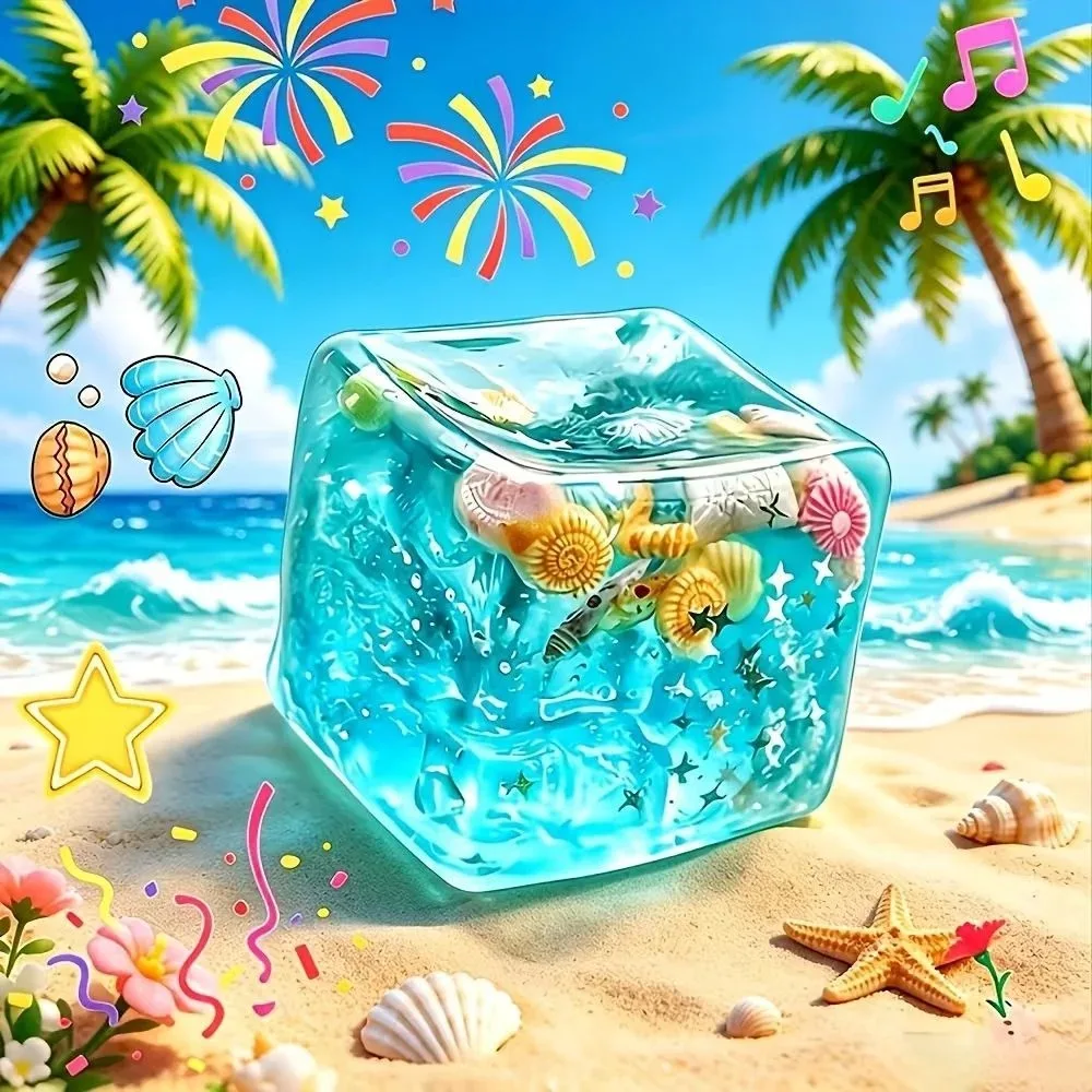 

New mini Ocean ice Cube island Shell Maltose Pinch Music Slow Rebound Decompression toy decompression