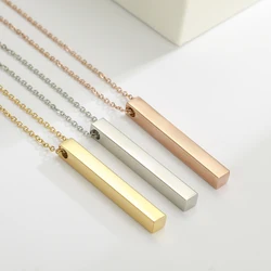 Cazador Trendy Stainless Steel Simple Square Bar Pendant Necklace for Women Geometric Neck Chain Jewelry Wholesale Birthday Gift