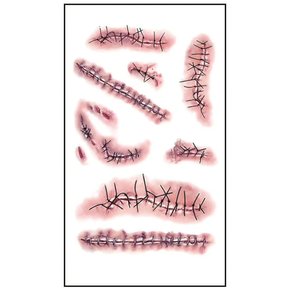 

3Pcs Scars Temporary Tattoos Realistic Bloody Wound Stickers Halloween Costume Fake Scar Decals Waterproof Body Makeup