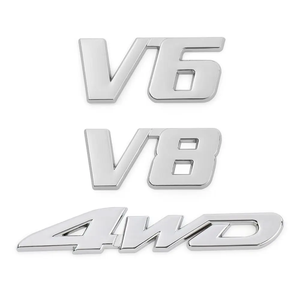 Silver Car Styling Chrome  Emblem Badge Vehicle Tailgate  3D Auto Decal Car Sticker Trunk Lid