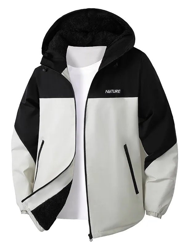 

Thiened Fce Men's Jaet Windproof Water-resistant Autumn Winter Outdoor Casual Sle Korean Faion Upperwear Coat