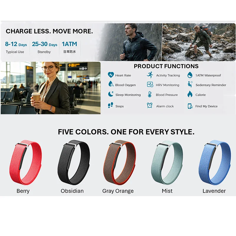 VALDUS Air Band Smart Bracelet Man Woman Heart Rate Blood Pressure Calorie HRV Waterproof Long Battery Life NFC Fitness Tracker view 4