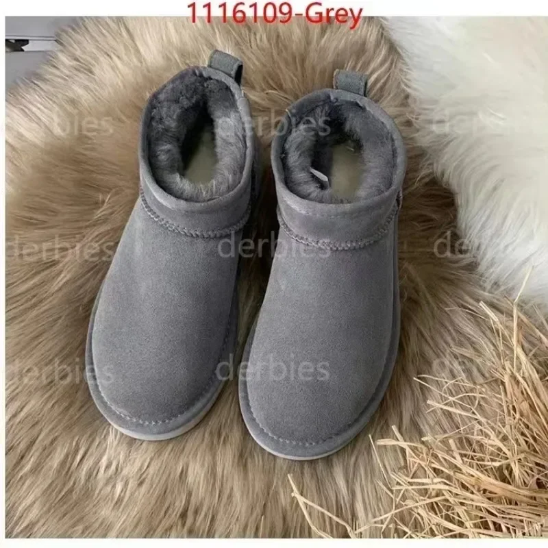 2024 Man and Women Short Boots Real Sheepskin Wool Low-cut Warm Fur Shoes Fur Winter Warm Boots Ladies Snow Boots