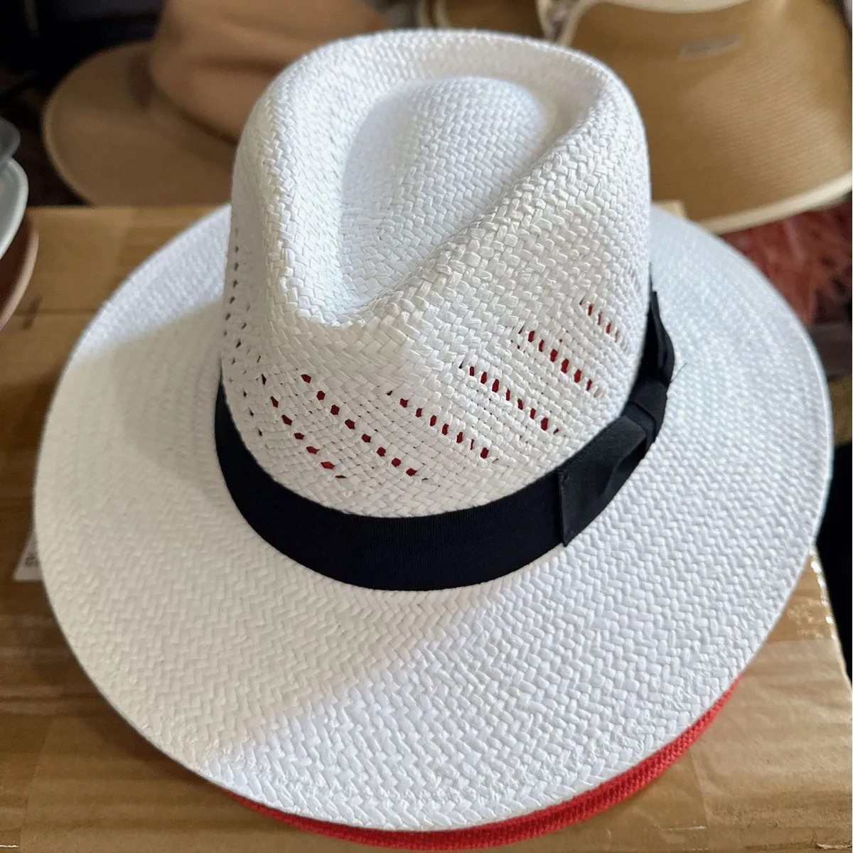 Striped Bow Flat-brimmed Jazz Straw Hat, Finely Hand-knitted High-end Straw Hat