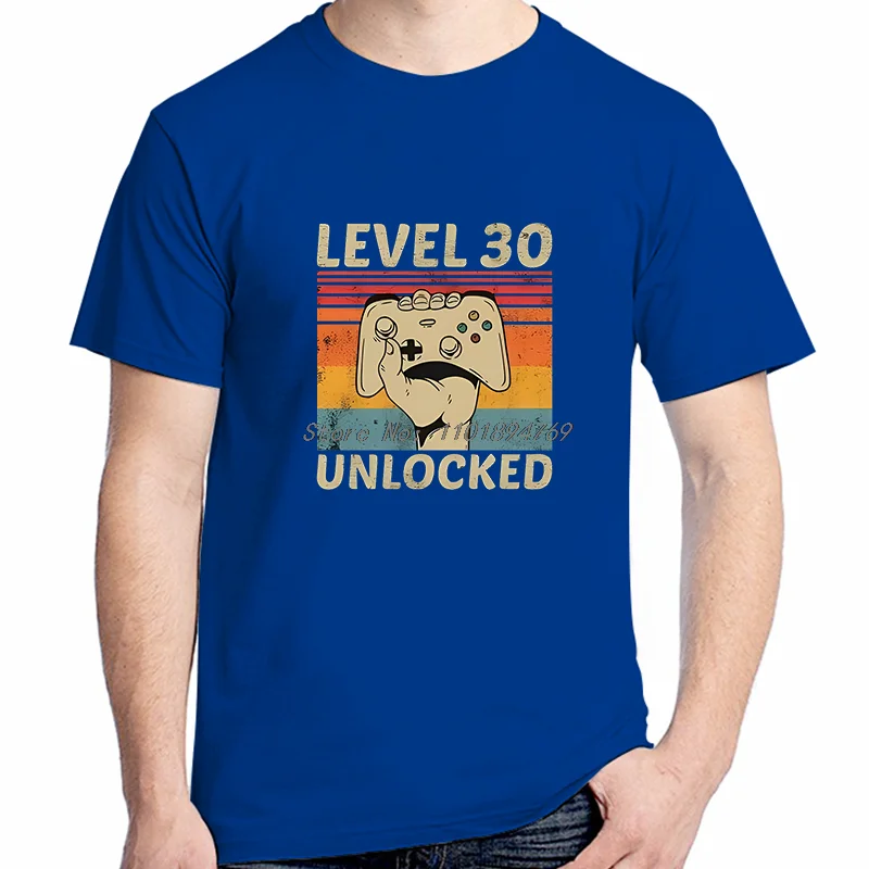 Game Lovers Level 30 Unlocked Classic Graphic T Shirts Summer Short Sleeve T-Shirts High Quality Streetwear Men's Clothing