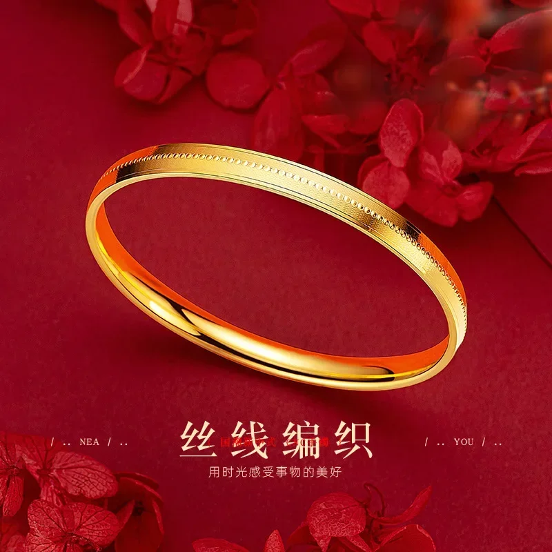 

9999 Real Gold 24K Premium Sense Bracelet Gold Fashion Light Luxury Polka Dot Personality Women's New Bracelet