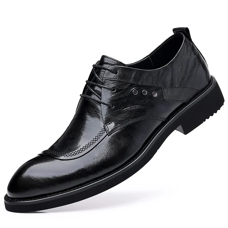 

Oxfords for Men Leather Shoes Lace Up fashion Casual Business Shoes Point Toe for Men Wedding Party Formal office Working Shoes