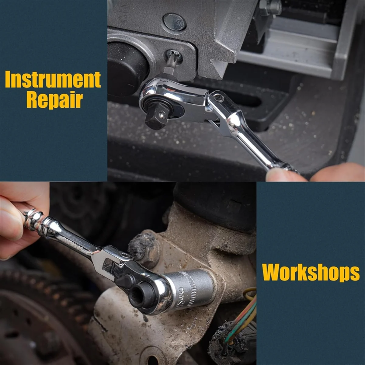AT14A 1/4 Ratchet Wrench, 2 in 1 Mini Ratchet - Socket and Bit Ratchet, 72 Teeth Reversible, 1/4 Ratchet Bent