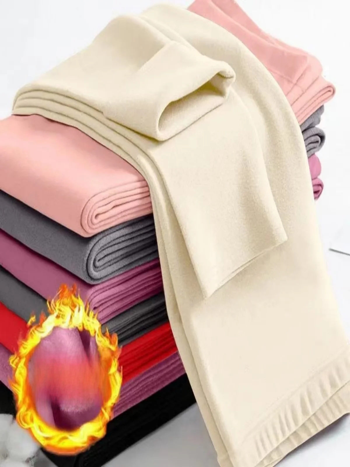 Self-Heating Fleece Lined Thickened Winter Leggings Women's Tight Fit Seamless Black Warm Cotton Pants Casual Long Pants