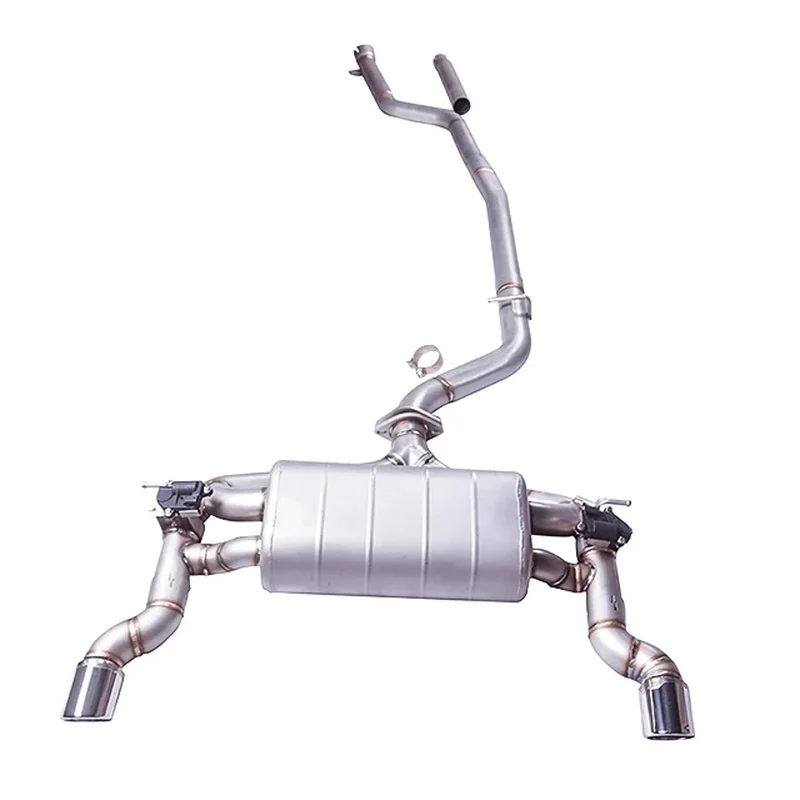 E46 Catback Exhaust System with M3 Rear Bumper 304 Stainless Steel Tips Mid Exhaust Muffler Front and Rear Pipes Matching