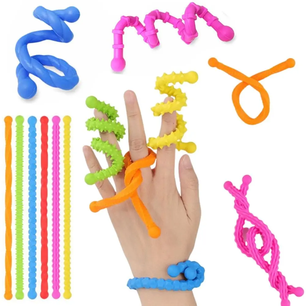 6pcs Silicone Sensory Sticks Fidget Stress Relief Gifts Textured Calming Sensory Bendable Texture Quiet Twisting Fidget