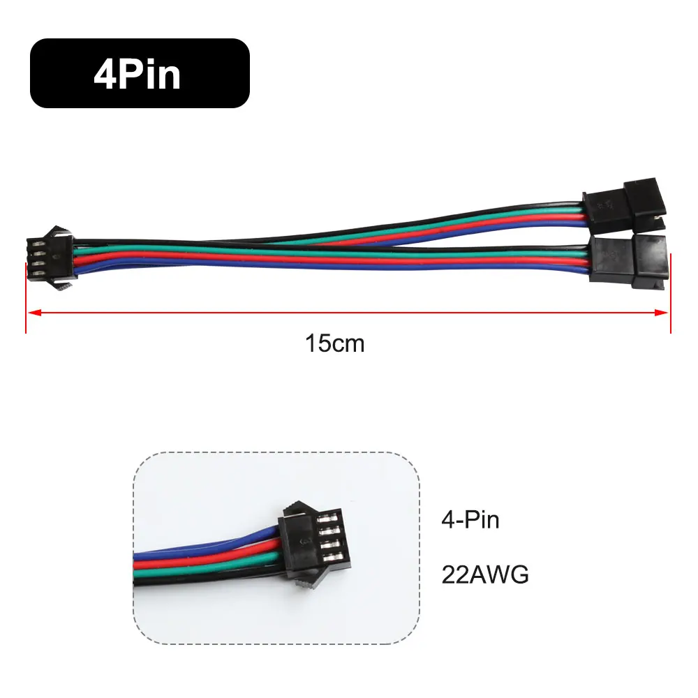 2Pin/3Pin/4Pin/5Pin/6Pin LED Strip Splitter Cable SM JST Connector 1 To 2 Male and Female For WS2812 WS2811 RGB RGBW Led Lights