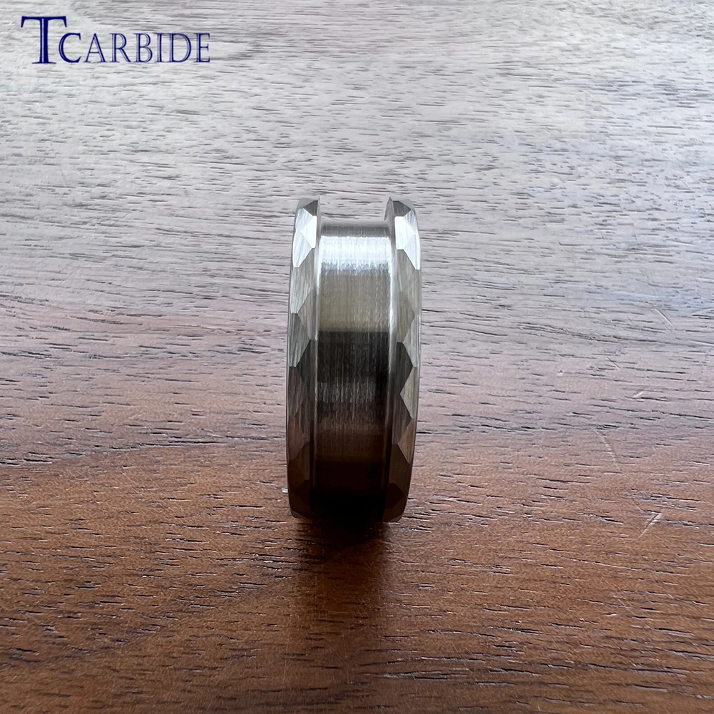 Wholesale Dropshipping 8mm Tungsten Blanks Hammer Empty Ring 5.0 Groove Domed Brushed Finish Free Shipping To All Of The World