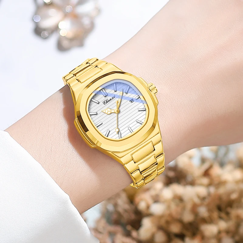 CHENXI Watches For Woman Gold Fashion Clock Stainless Steel Quartz Waterproof Date Luminous Women's Wristwatch Dress Accesories