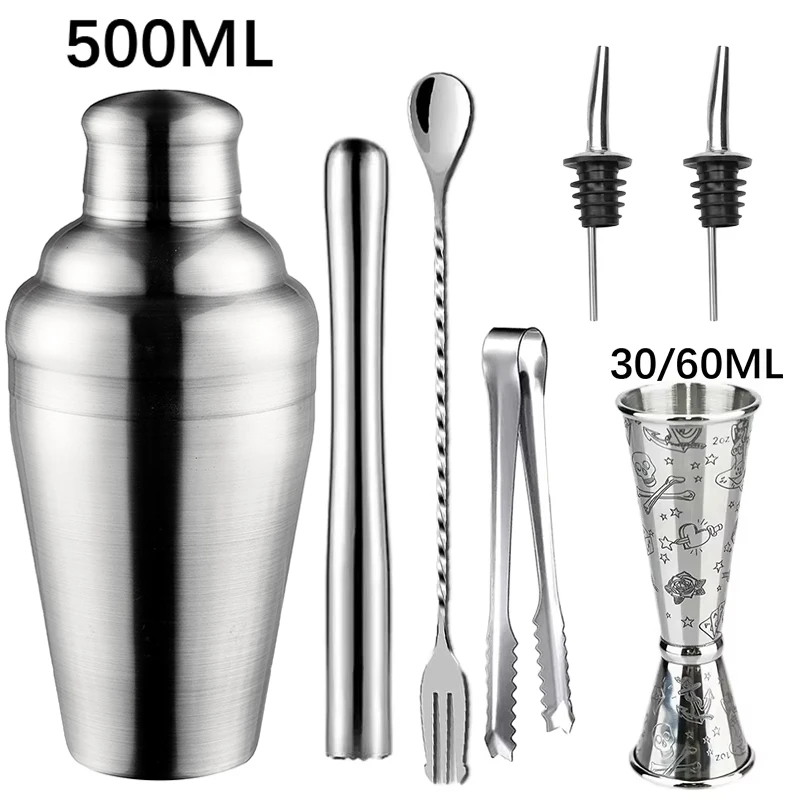 

Новый профессиональный набор шейкеров для коктейлей, 500 мл, набор для бармена из нержавеющей стали 304, миксер для коктейлей, шейкер для вина, мартини, инструменты для вечеринки, бара