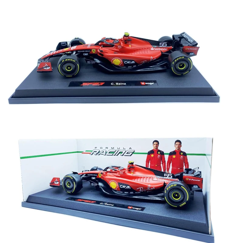 Bburago 2023 New Racing Car Ferrari 1/18 F1 SF23#16 Leclerc #55 Sainz Diecast Model Car Display Ornaments Collection Gift