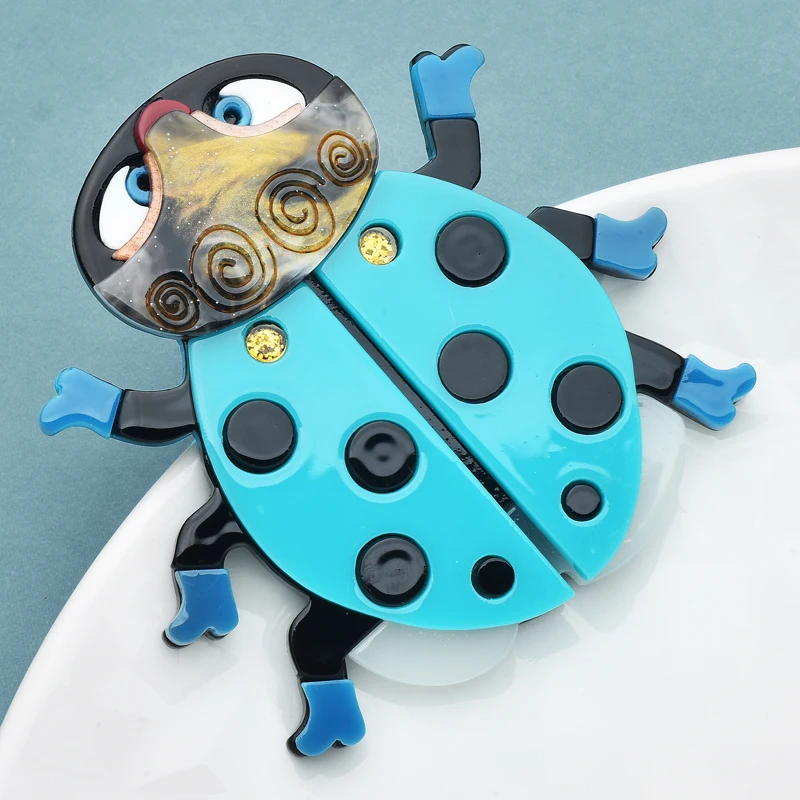 

Wuli&baby Lovely Acrylic Beetle Brooches For Women Men Blue Insects Sweater Suits Brooch Pins Fashion Jewelry