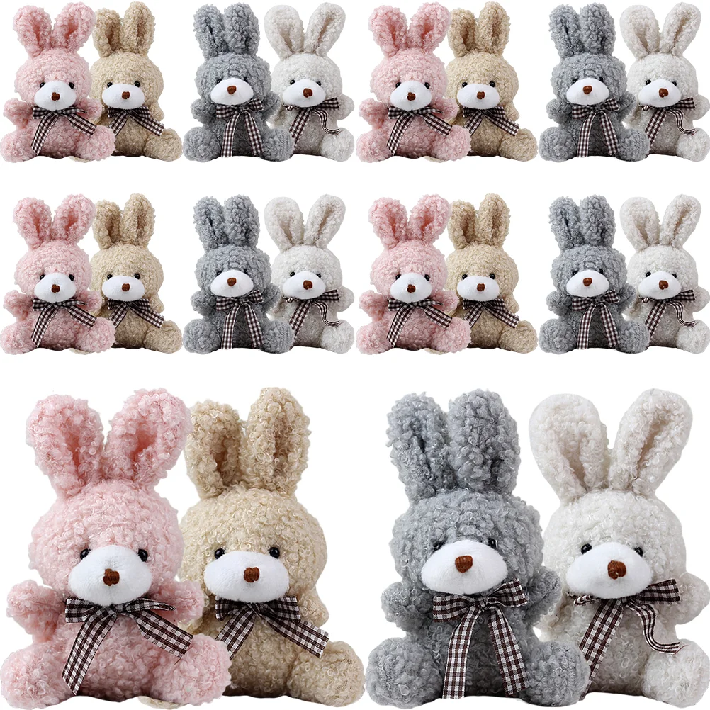 Porte-Clés en Forme de Lapin en Peluche, Anneau en Coton PP, Cadeaux de ixpour Enfant, 12 Pièces