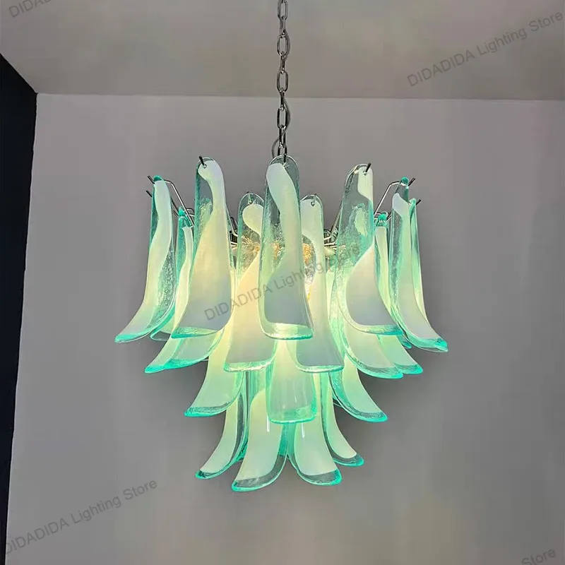 

2025 Murano Horseshoe Glass Pendant Lamp with Petal Design Customizable Multicolor Glazed Handmade for Ceilings Brass Silver