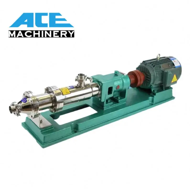 Ace Sanitary Food Grade Screw Pumps Electric Mono Screw Pump Slurry Pump With Circle Funnel