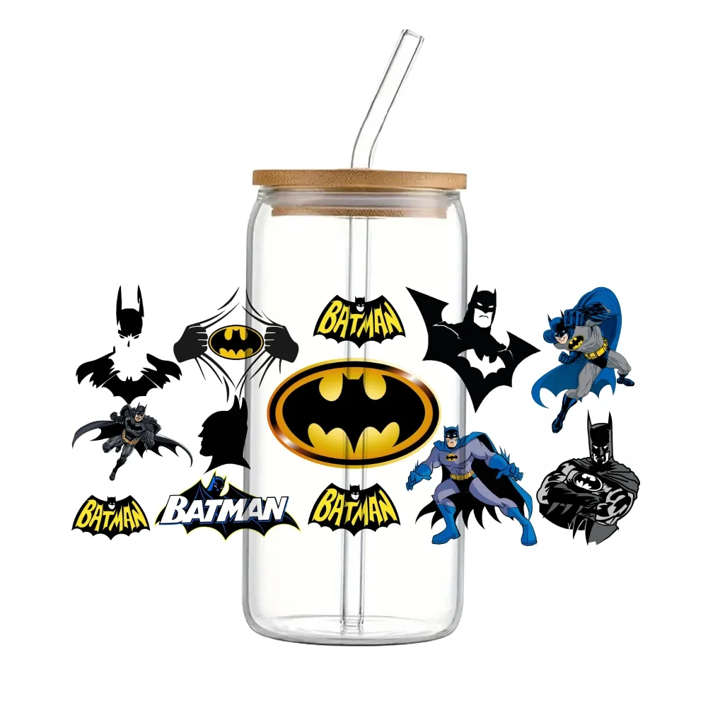 DC Batman 16oz UV DTF Cup Wrap Cartoon Libbey Glass Beer Can Tumbler Transfer Stickers Waterproof Permanent Adhesive  fashion