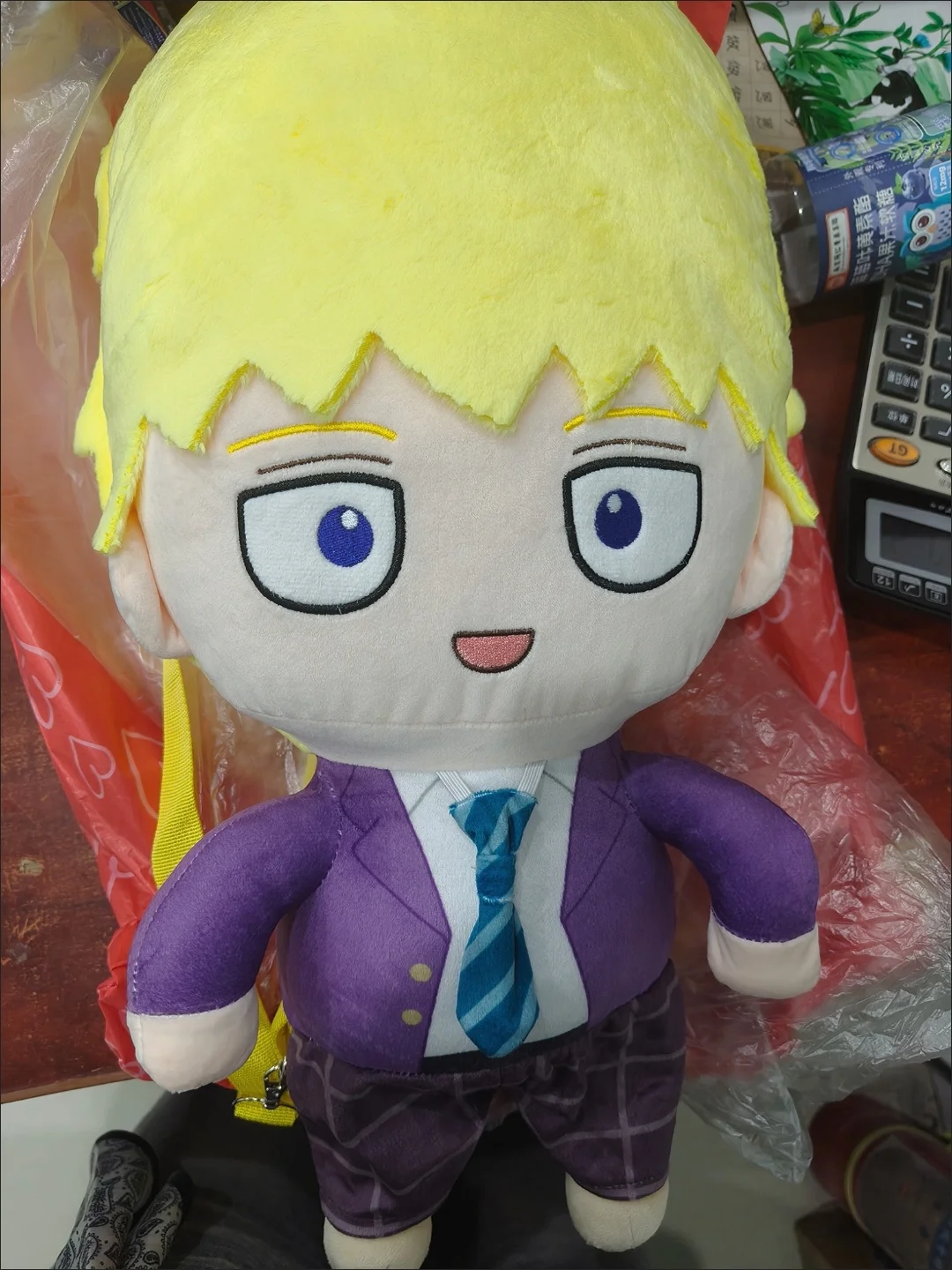 Gefüllter 35 cm großer Psycho-Pass stilvoller Rucksack mit Mob Psycho 100 Baumwollpuppen, süßer Dimple Hanazawa Plüschrucksack als Geburtstagsgeschenk