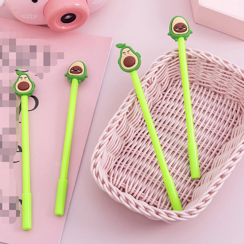 

20pcs Avocado Gel Pens 0.5mm Black Cartoon Stationery Student Supplies Silica Gel Handle Writing Tools