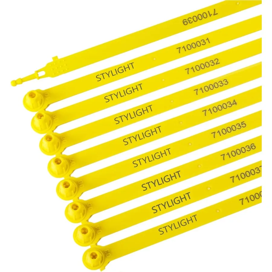 

1000 шт. пластиковые уплотнения для грузовиков, защитное уплотнение для прицепа, несанкционированная доставка с последовательным нумерацией, желтый