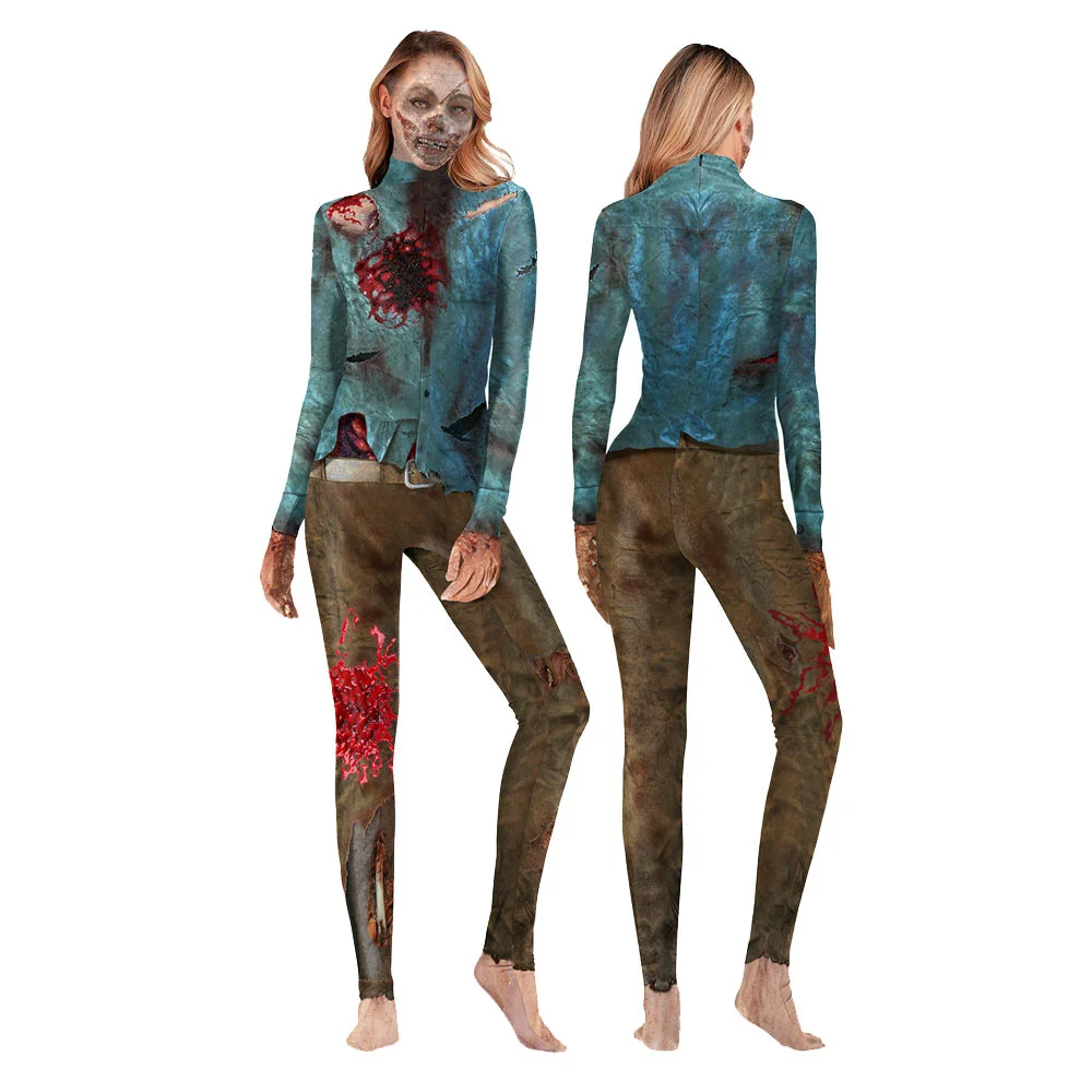 

Iootiany Horror Movie Zombie Bloody Print Sexy Tights Day Of The Dead Halloween Role Play Horror Women's Zombie Spoof Party Tigh