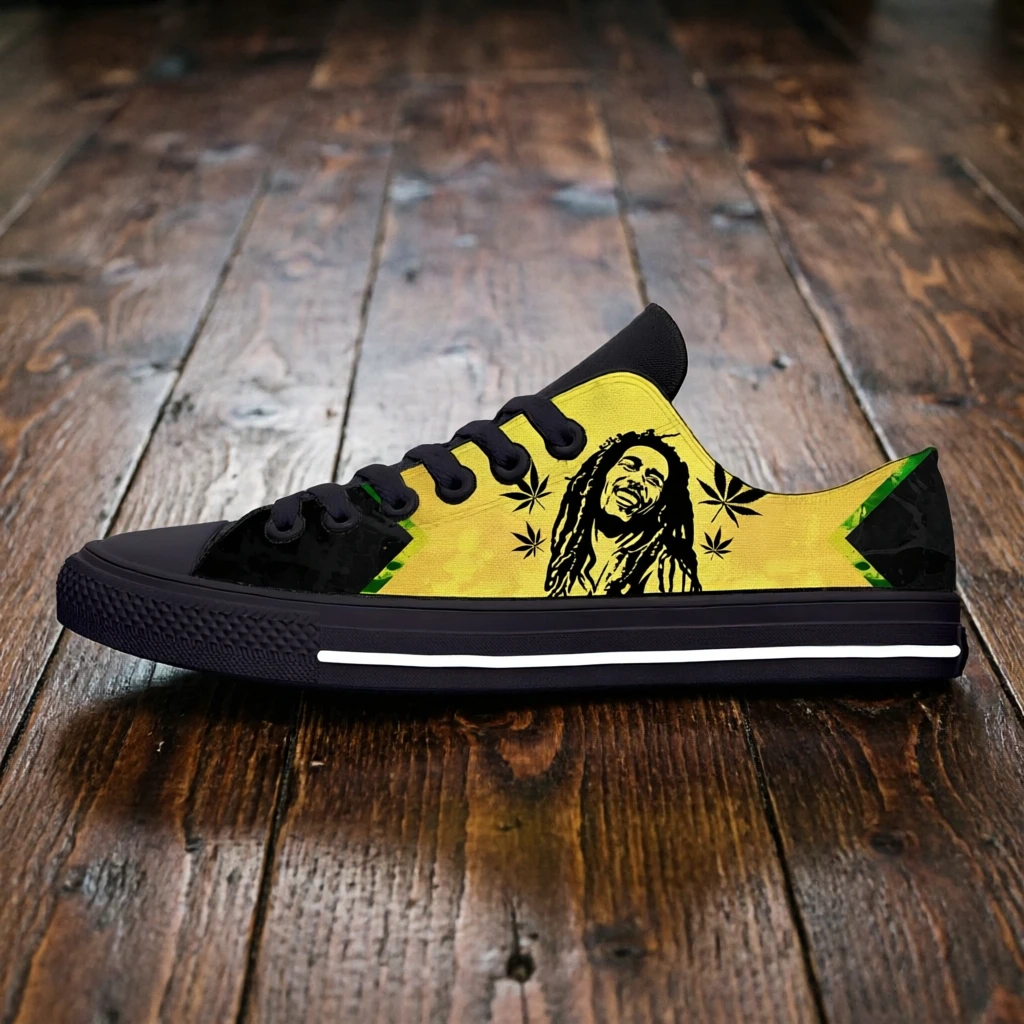 

Крутые скейт-кроссовки Bob Marley для мужчин и женщин, кроссовки на шнуровке с индивидуальным текстовым принтом, прогулочные кроссовки в стиле регги, унисекс
